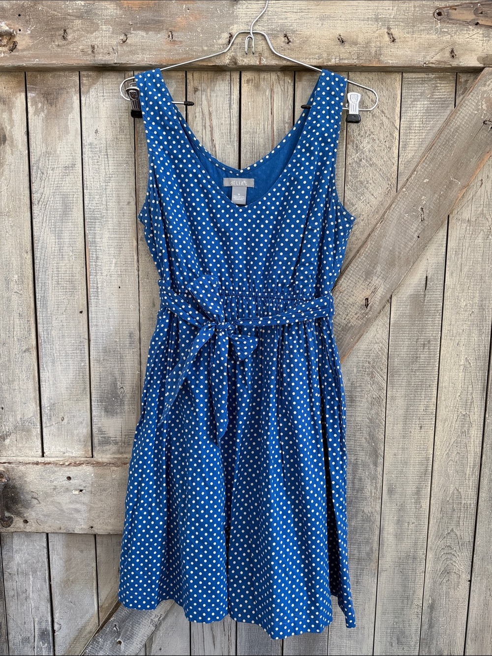 dELiA*s Blue Polka Dot Belted Dress